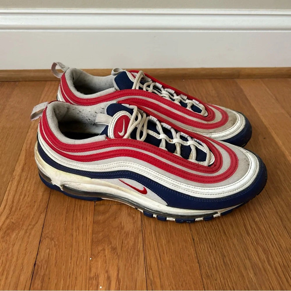 Nike Air Max 97 USA Red White Blue Patriotic Athletic Sneakers Men’s Size 10 - Picture 3 of 7